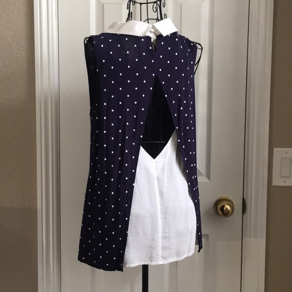 Navy Polka Dot Blouse - Picture 3 of 5